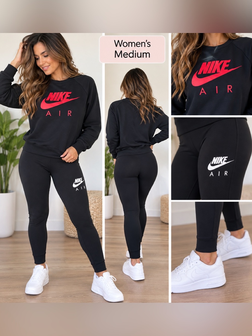 Nike Air Women's Medium black crewneck with leggings outfit